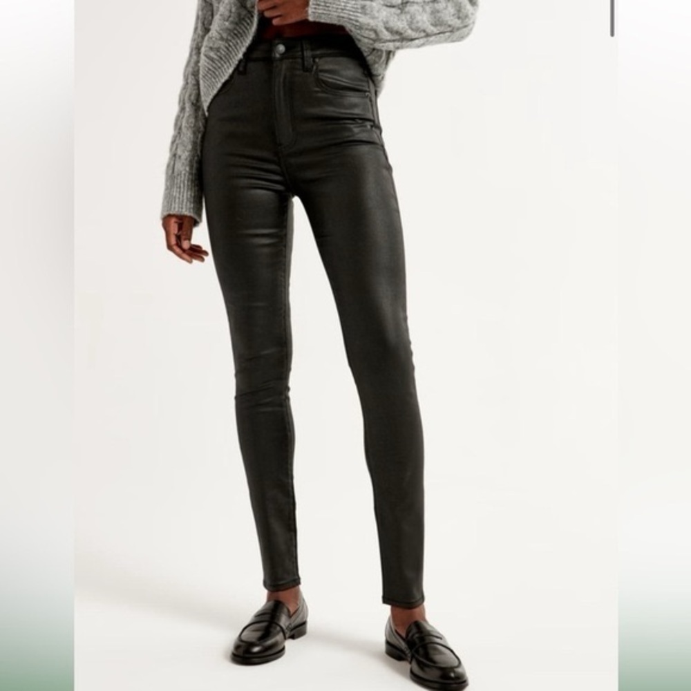 Abercrombie Curve Love 90s Slim Straight Ultra High Rise Coated Denim